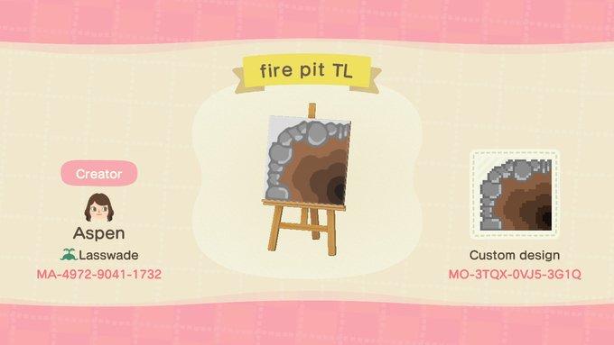 Animal Crossing Design Code: MO-3TQX-0VJ5-3G1Q Fire Pit (TL)