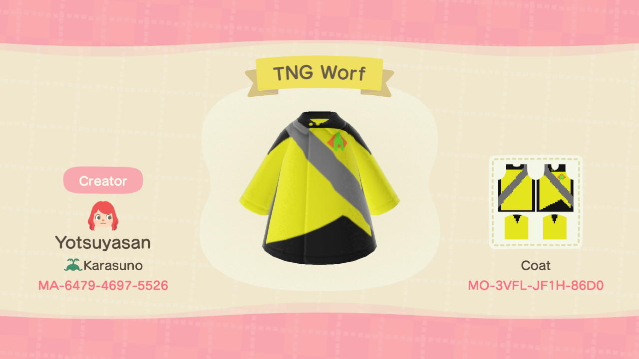 Animal Crossing Design Code: MO-3VFL-JF1H-86D0 TNG Worf