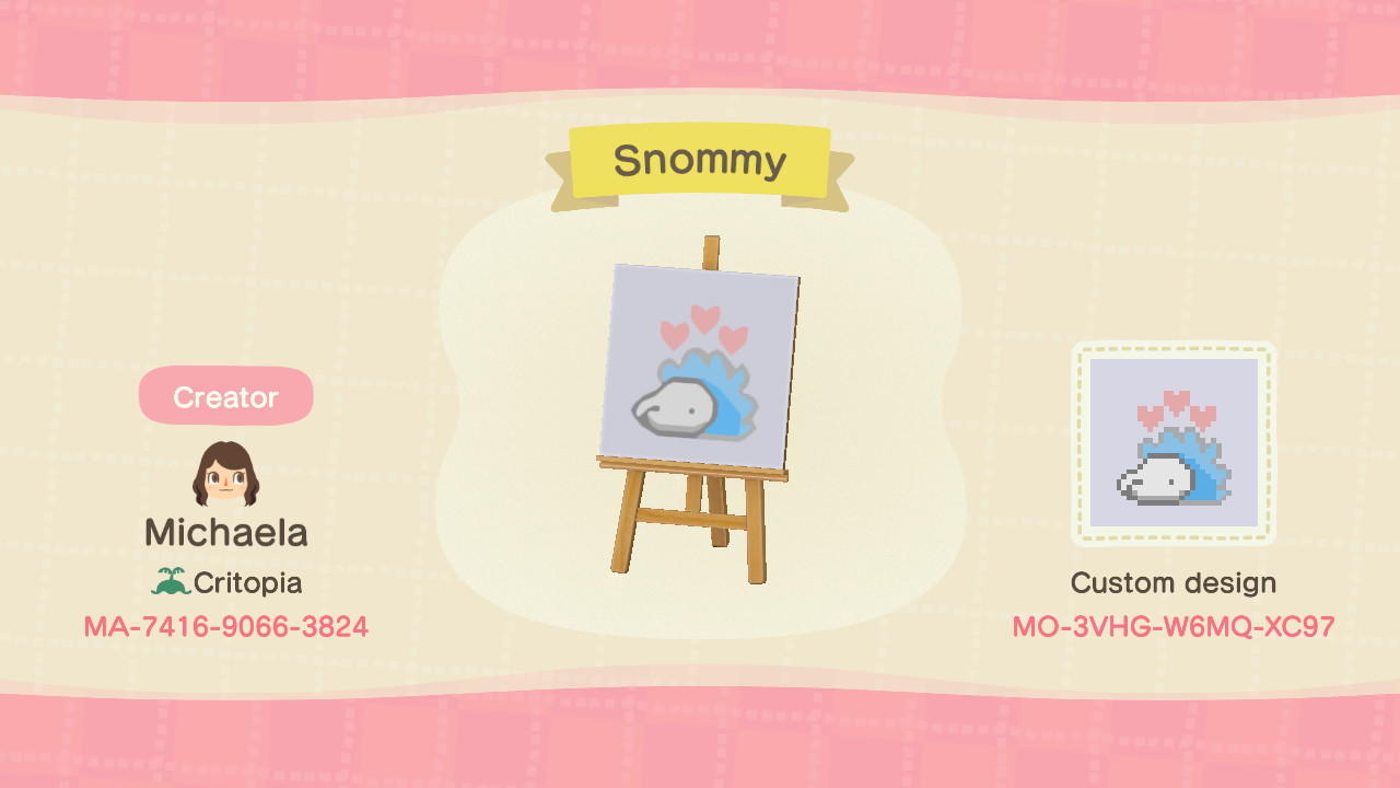 Animal Crossing Design Code: MO-3VHG-W6MQ-XC97 Snom