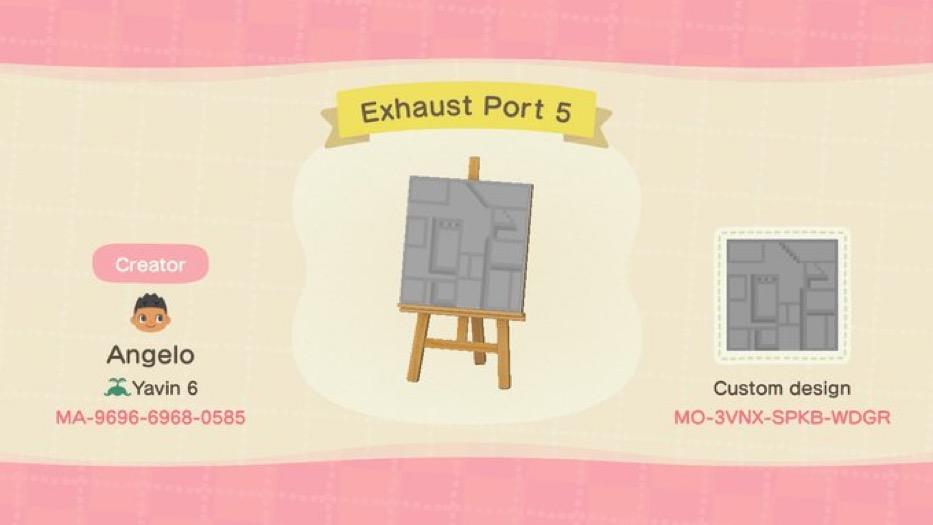 Animal Crossing Design Code: MO-3VNX-SPKB-WDGR Exhaust Port 5