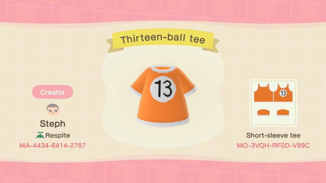 Animal Crossing Design Code: MO-3VQH-RF0D-V89C Thirteen-ball tee