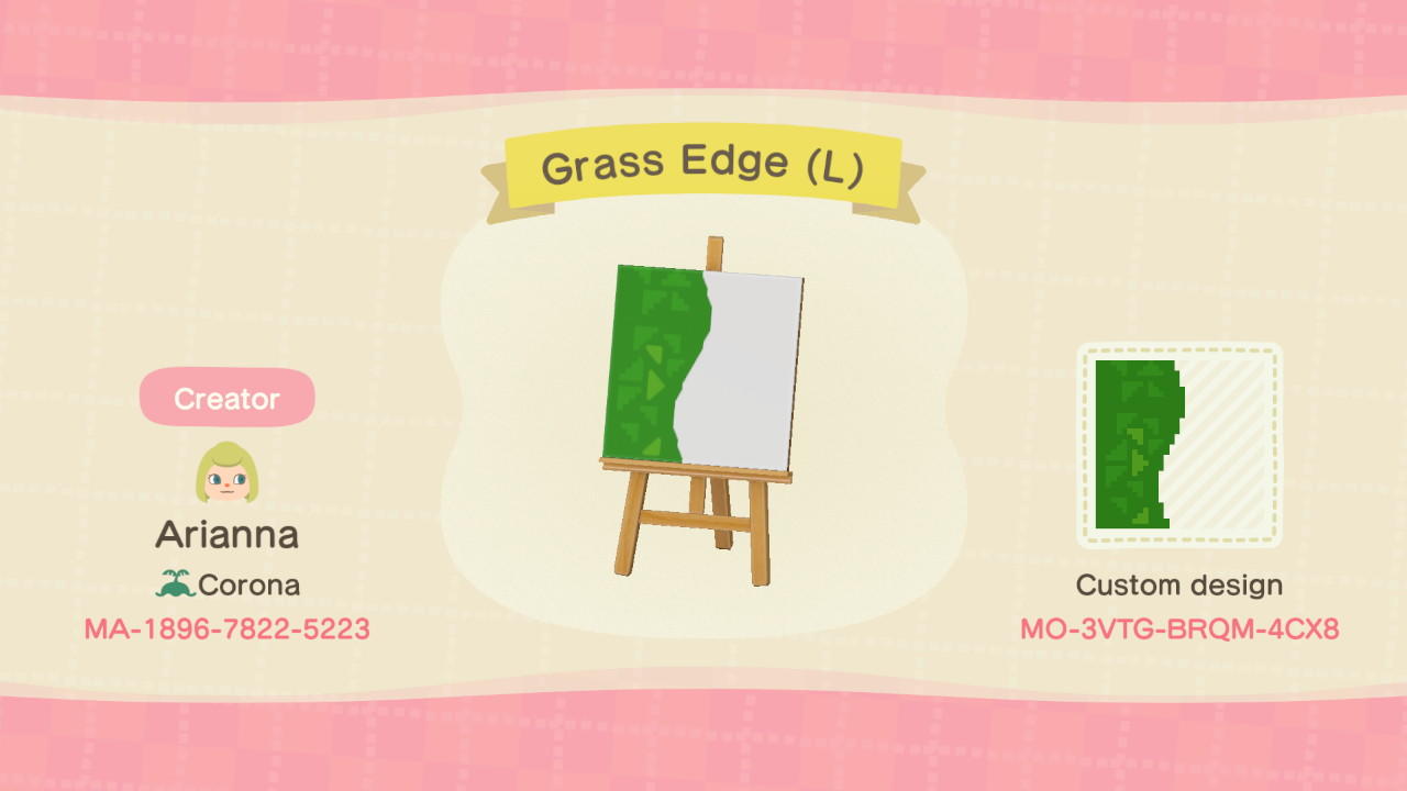 Animal Crossing Design Code: MO-3VTG-BRQM-4CX8 Grass Edge (L)