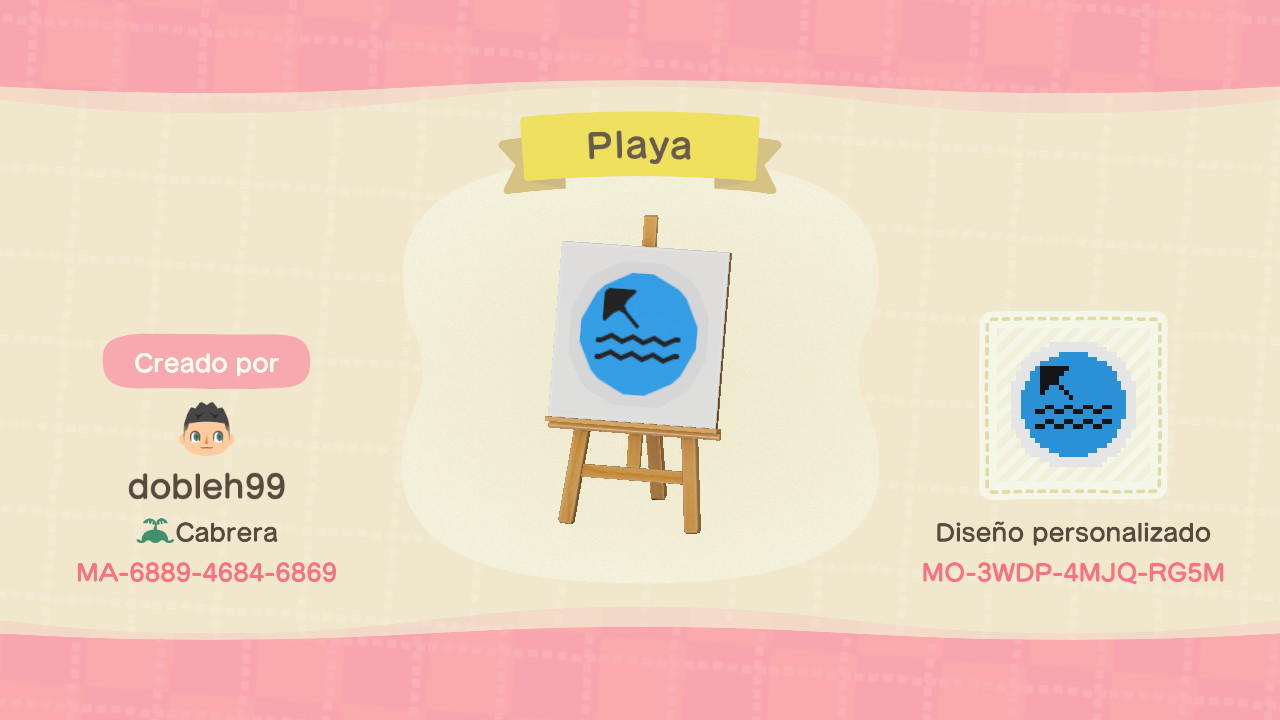 Animal Crossing Design Code: MO-3WDP-4MJQ-RG5M Playa Beach Logo