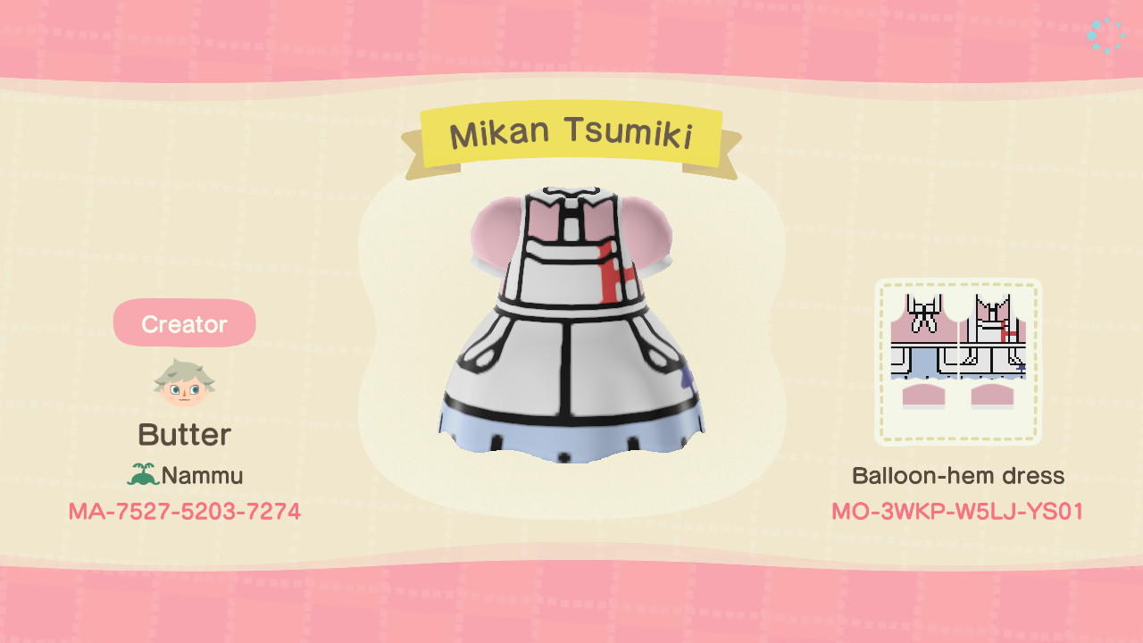 Animal Crossing Design Code: MO-3WKP-W5LJ-YS01 Mikan Tsumiki
