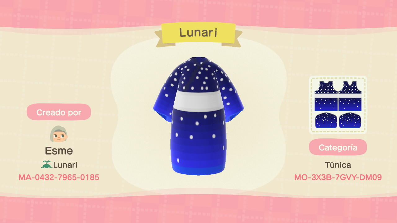 Animal Crossing Design Code: MO-3X3B-7GVY-DM09 Lunari