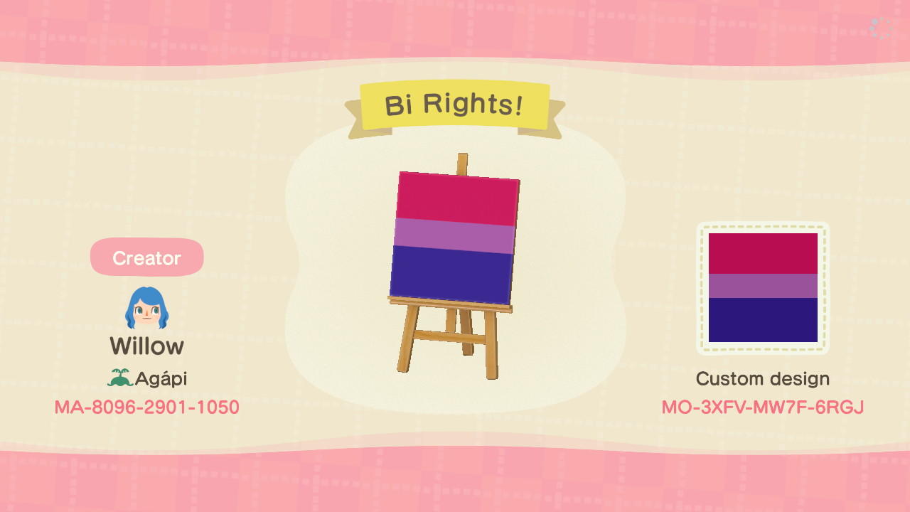 Animal Crossing Design Code: MO-3XFV-MW7F-6RGJ Bi Rights!