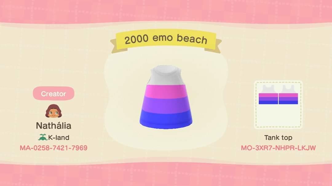 Animal Crossing Design Code: MO-3XR7-NHPR-LKJW 2000 emo beach