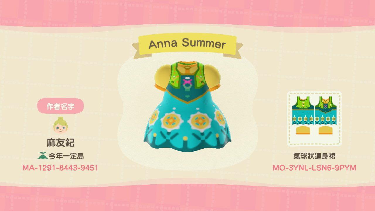 Animal Crossing Design Code: MO-3YNL-LSN6-9PYM Disney Anna Summer