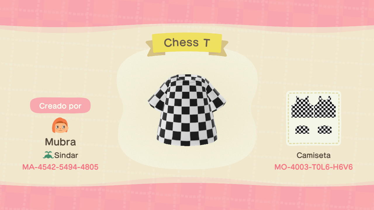 Animal Crossing Design Code: MO-4003-T0L6-H6V6 Chess T