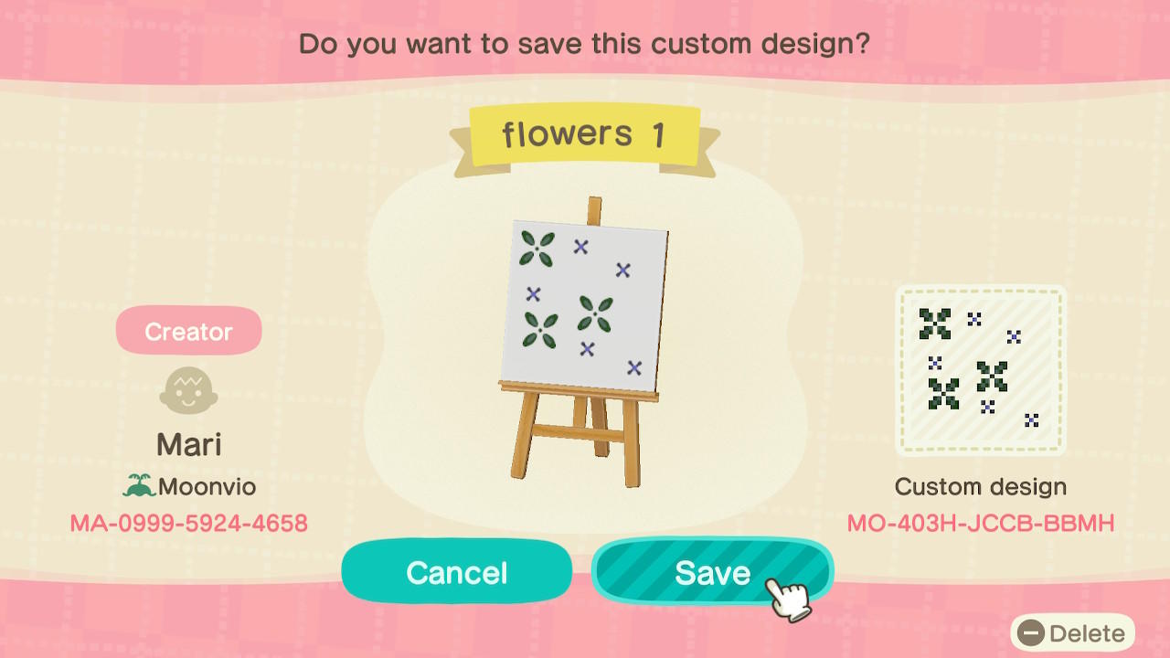 Animal Crossing Design Code: MO-403H-JCCB-BBMH flowers 1
