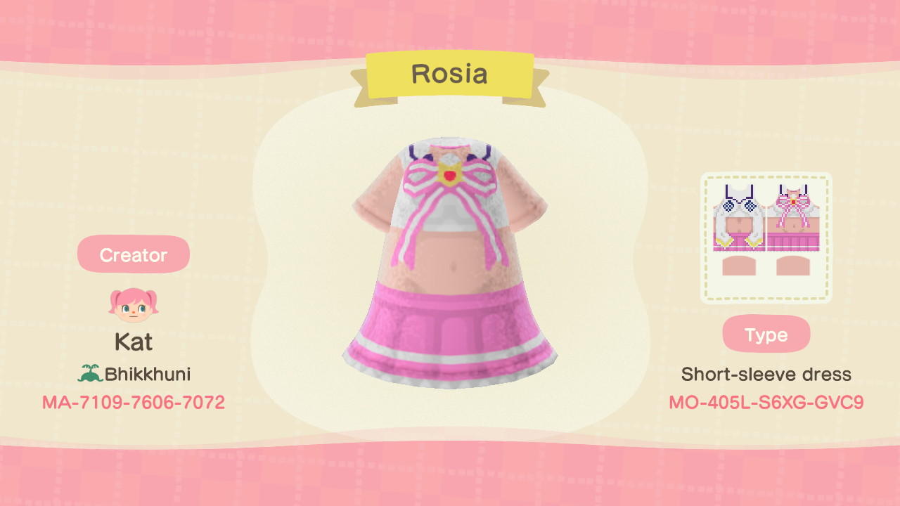 Animal Crossing Design Code: MO-405L-S6XG-GVC9 Rosia (SHOWBYROCK!!)