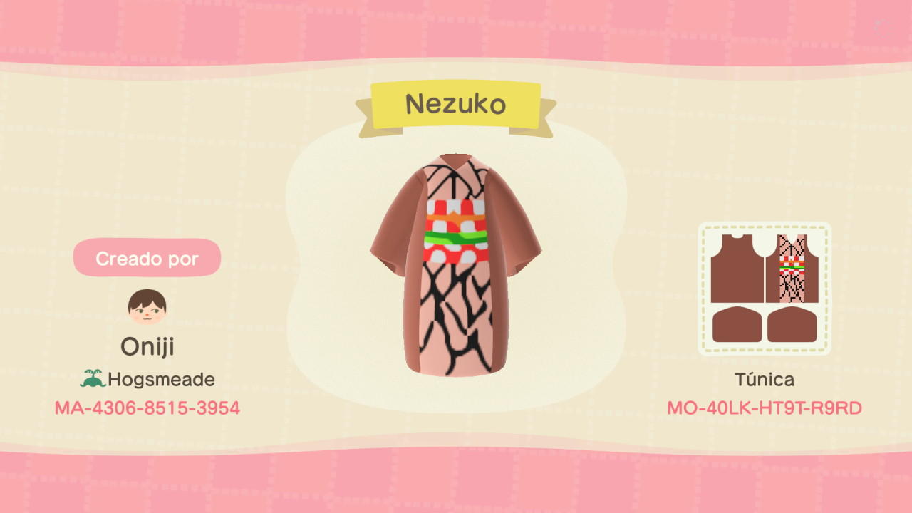 Animal Crossing Design Code: MO-40LK-HT9T-R9RD Nezuko