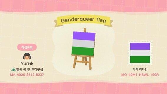 Animal Crossing Design Code: MO-40M1-HSWL-19QR Genderqueer flag