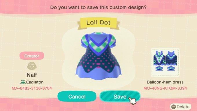 Animal Crossing Design Code: MO-40NS-KTQM-3J94 Loli Dot