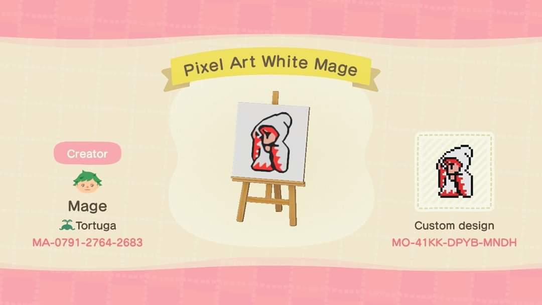 Animal Crossing Design Code: MO-41KK-DPYB-MNDH White Mage Pixel Art