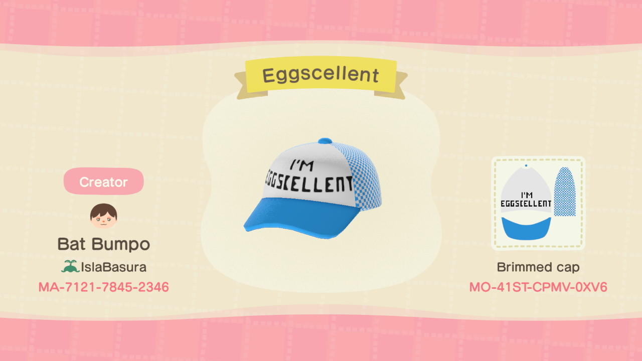 Animal Crossing Design Code: MO-41ST-CPMV-OXV6 I&#39;m Eggscellent