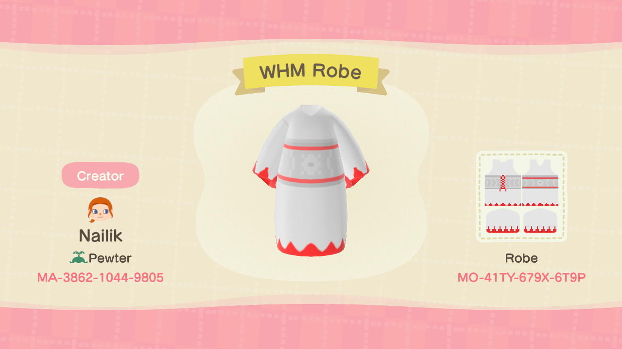 Animal Crossing Design Code: MO-41TY-679X-6T9P White Mage Robe