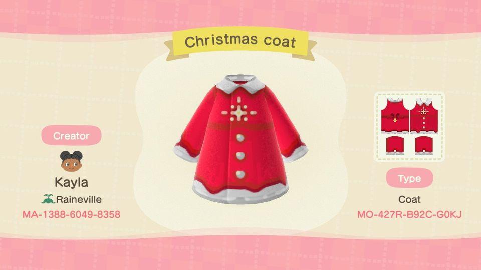 Animal Crossing Design Code: MO-427R-B92C-G0KJ Christmas coat