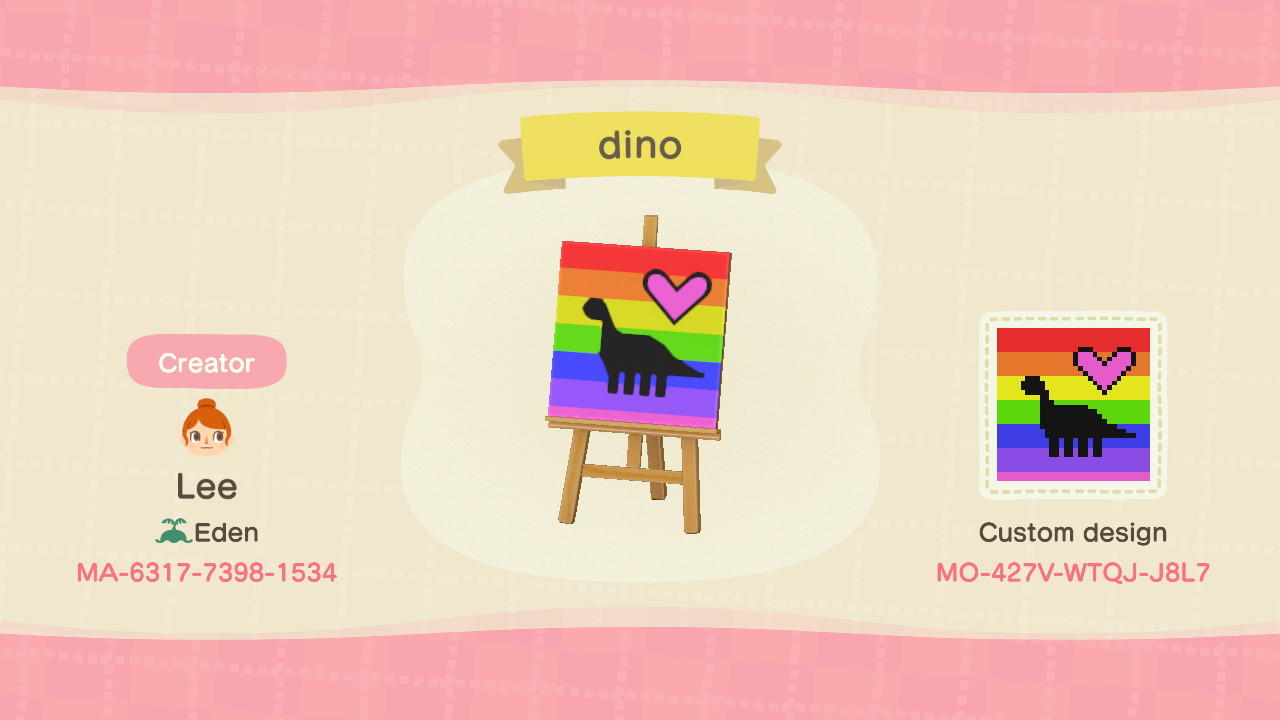 Animal Crossing Design Code: MO-427V-WTQJ-J8L7 Gay Dino