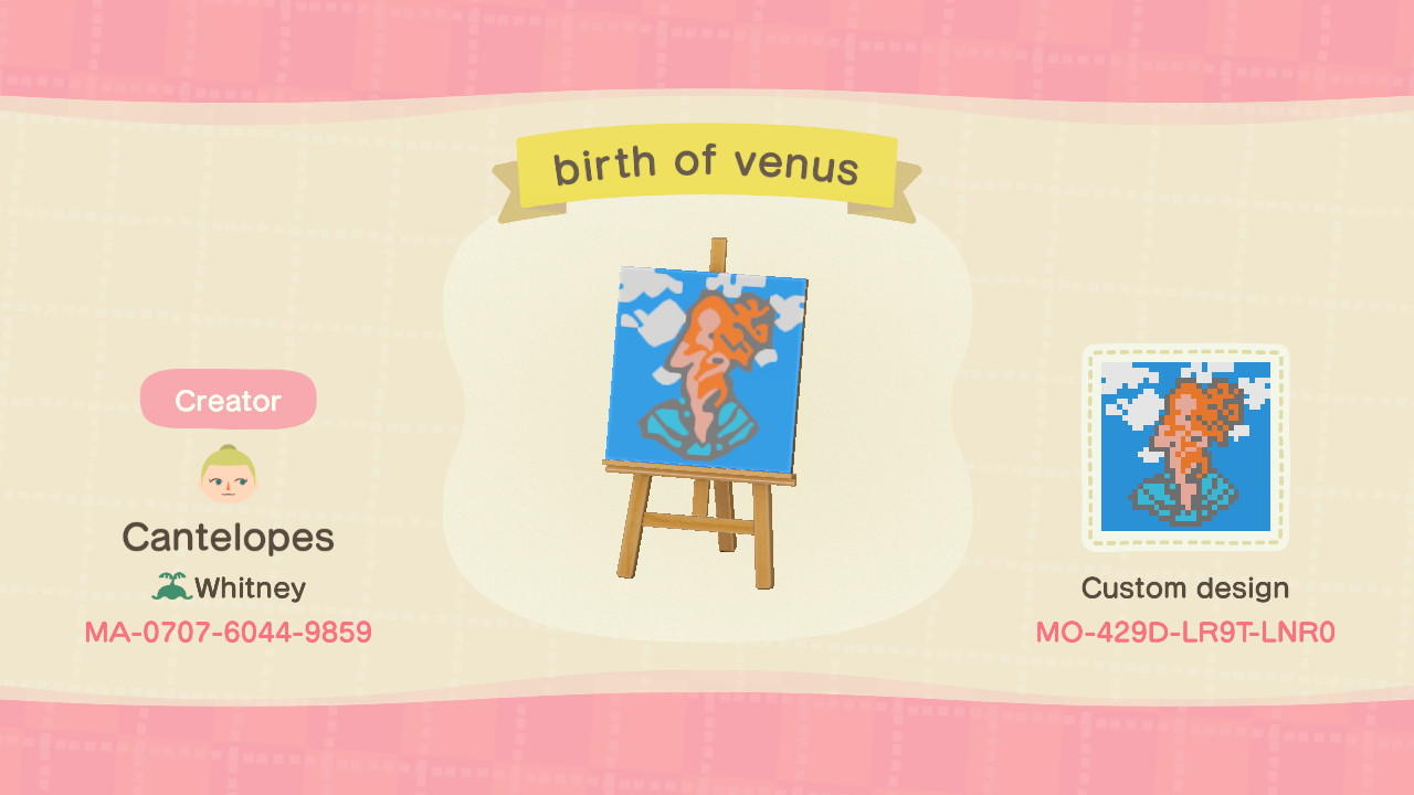 Animal Crossing Design Code: MO-429D-LR9T-LNR0 birth of venus