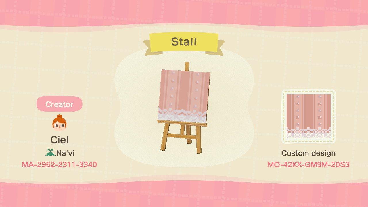 Animal Crossing Design Code: MO-42KX-GM9M-20S3 Pink Lacey Stall