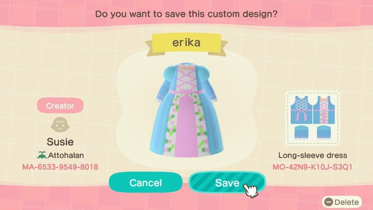 Animal Crossing Design Code: MO-42N9-K10J-S3Q1 erika
