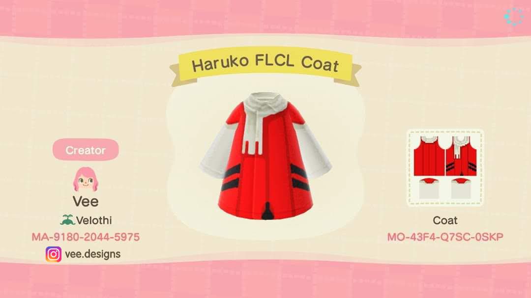 Animal Crossing Design Code: MO-43F4-Q7SC-0SKP Haruko FLCL Coat