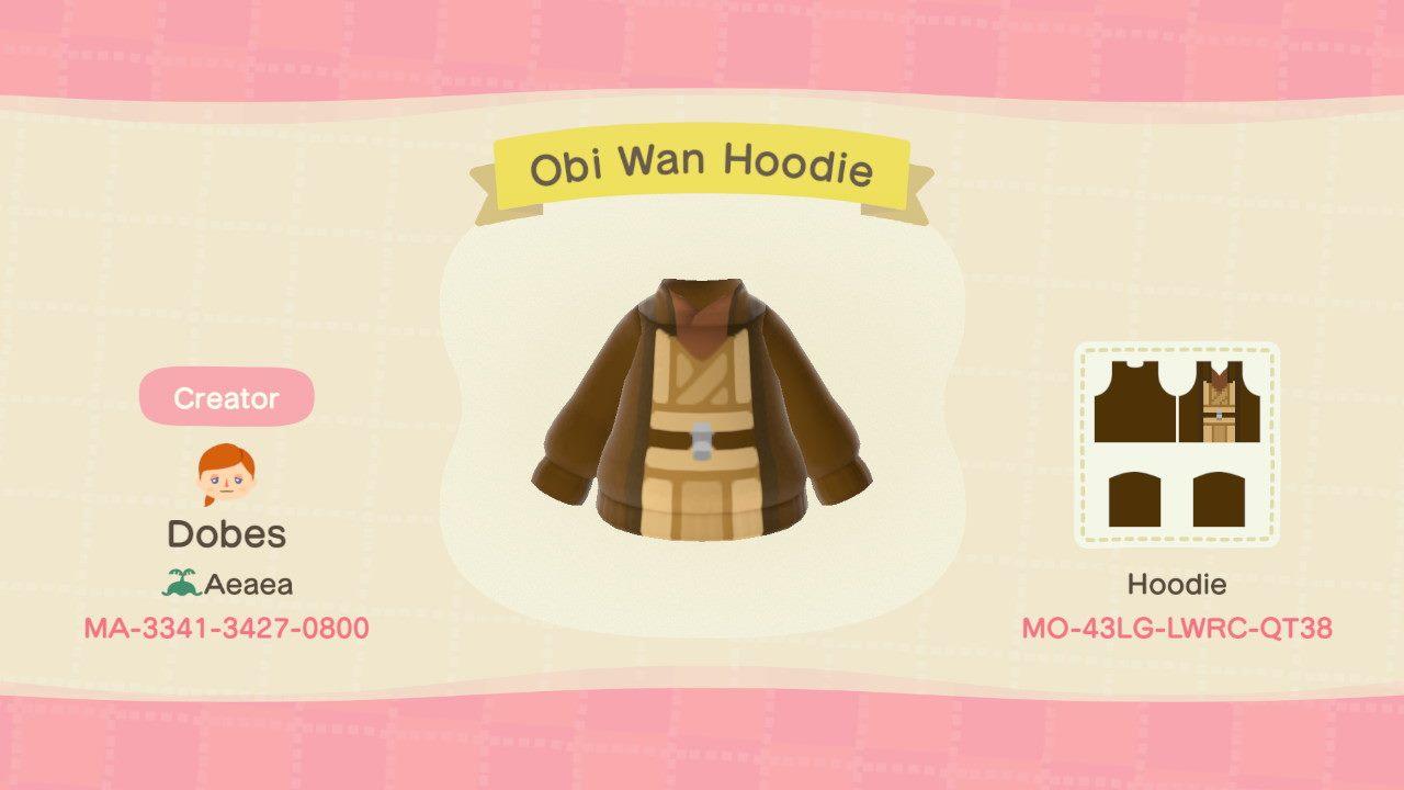Animal Crossing Design Code: MO-43LG-LWRC-QT38 Obi Wan Hoodie