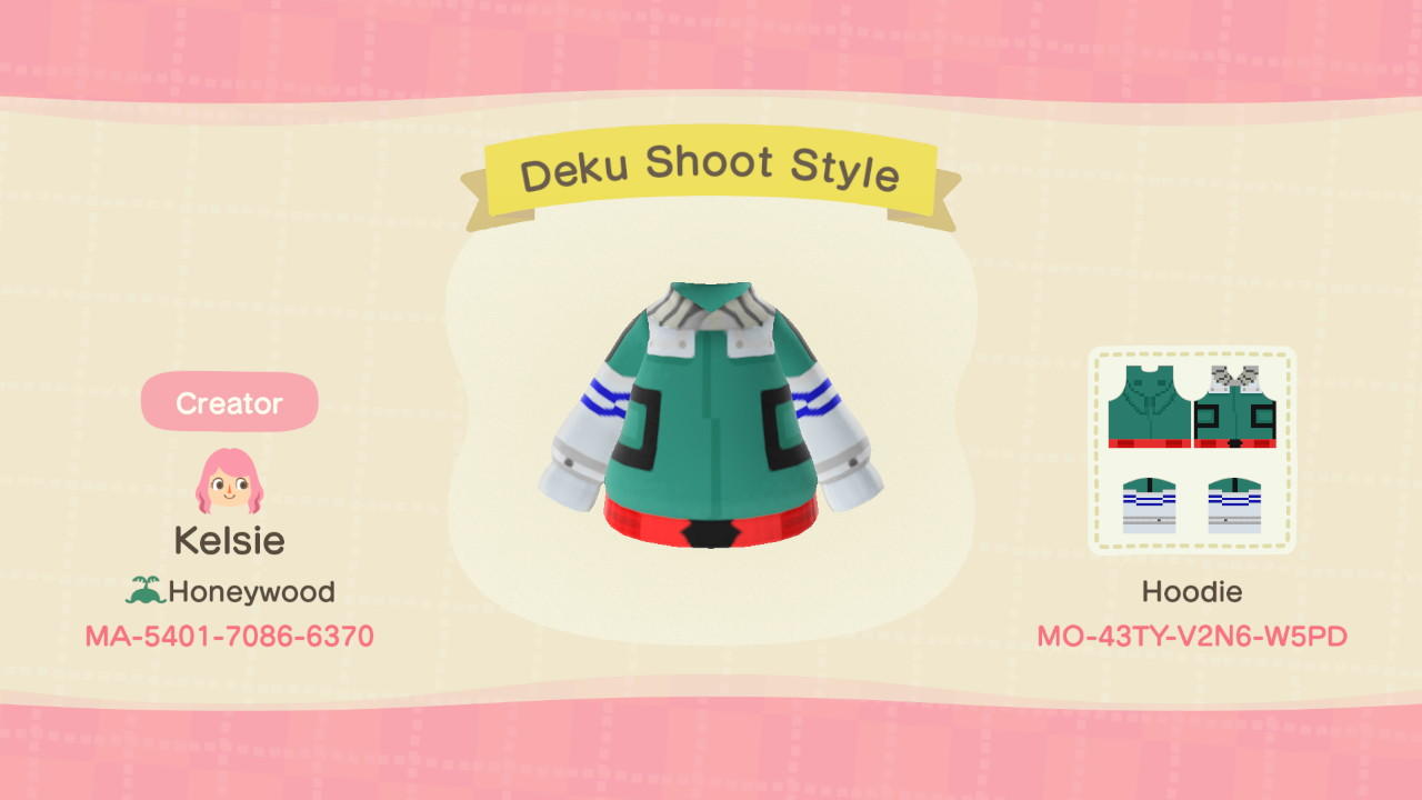 Animal Crossing Design Code: MO-43TY-V2N6-W5PD Deku Shoot Style