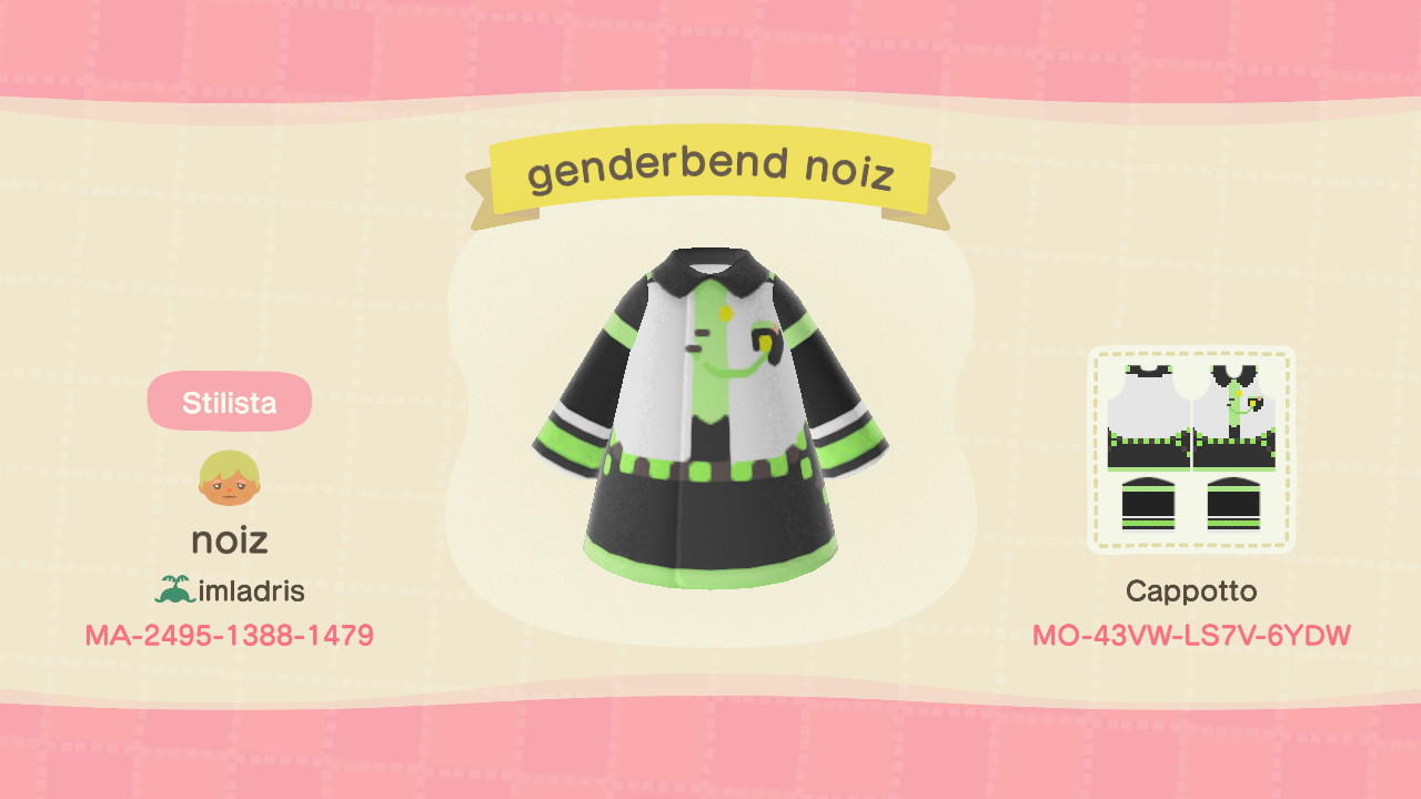 Animal Crossing Design Code: MO-43VW-LS7V-6YDW genderbend noiz