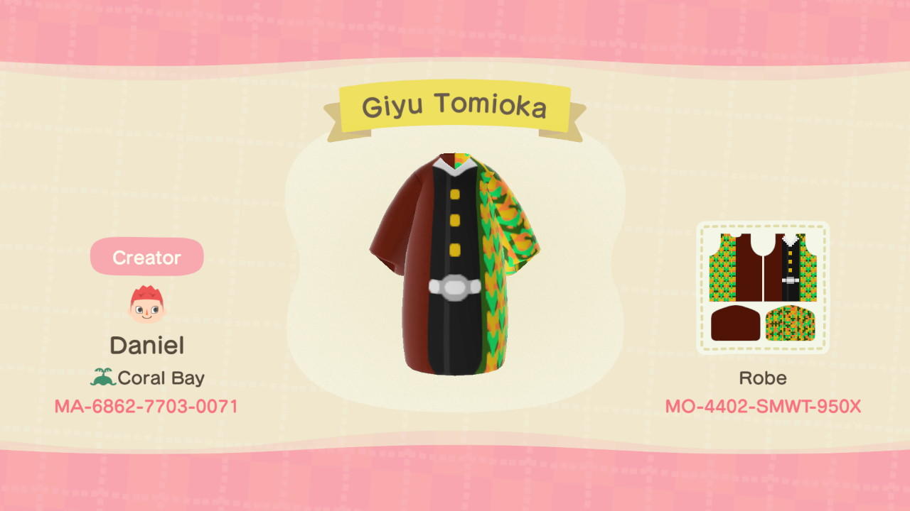 Animal Crossing Design Code: MO-4402-SMWT-950X Giyu Tomioka