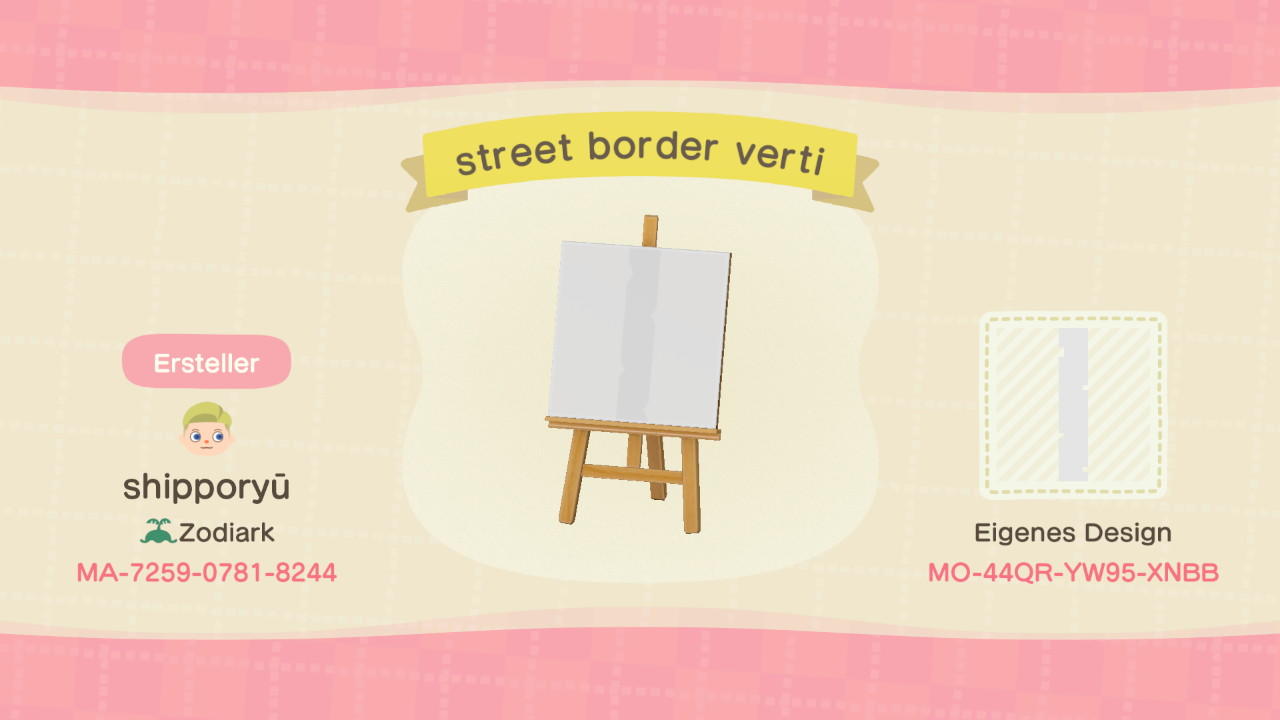 Animal Crossing Design Code: MO-44QR-YW95-XNBB street border verti