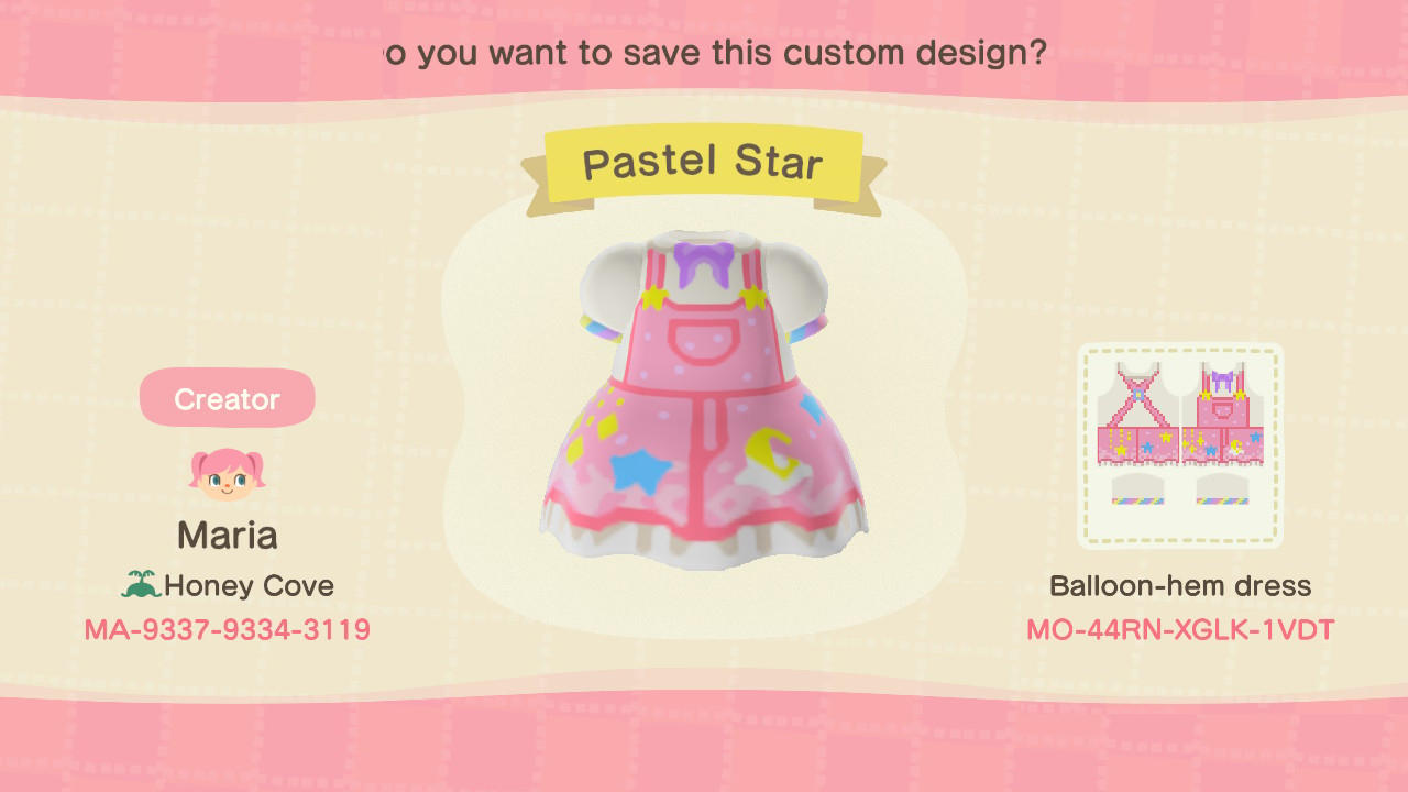 Animal Crossing Design Code: MO-44RN-XGLK-1VDT Pastel Star