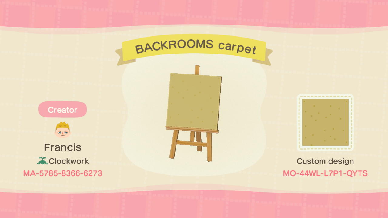Animal Crossing Design Code: MO-44WL-L7P1-QYTS BACKROOMS carpet