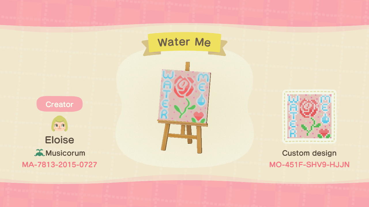 Animal Crossing Design Code: MO-451F-SHV9-HJJN Water Me