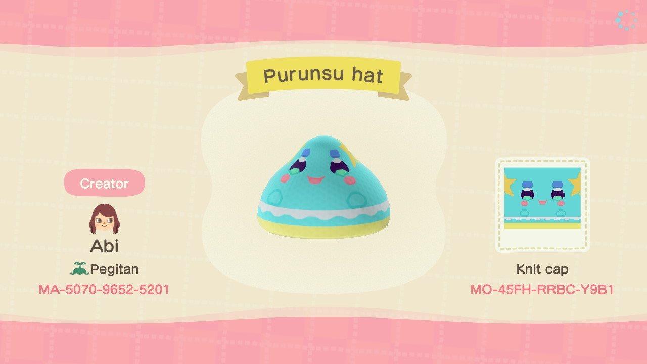 Animal Crossing Design Code: MO-45FH-RRBC-Y9B1 Purunsu Hat