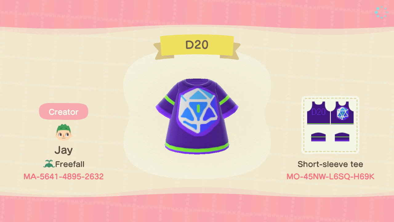 Animal Crossing Design Code: MO-45NW-L6SQ-H69K D20