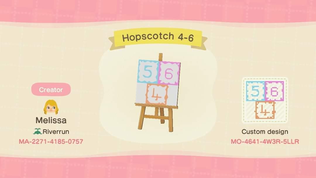 Animal Crossing Design Code: MO-4641-4W3R-5LLR Hopscotch 4-6