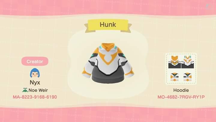 Animal Crossing Design Code: MO-4682-7RGV-RY1P Hunk