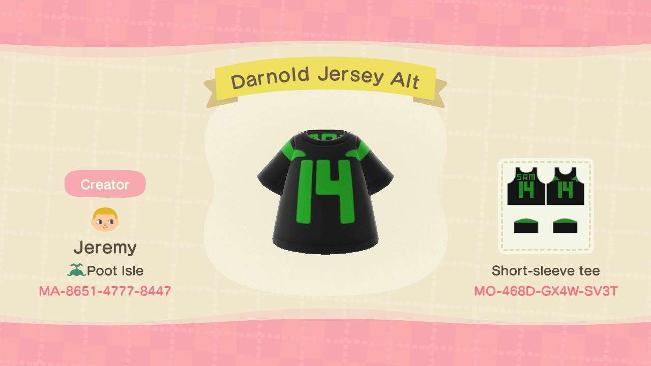 Animal Crossing Design Code: MO-468D-GX4W-SV3T Jets Alt Darnold