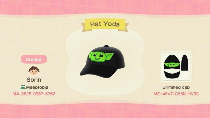 Animal Crossing Design Code: MO-46V7-C56K-JV39 Hat Yoda