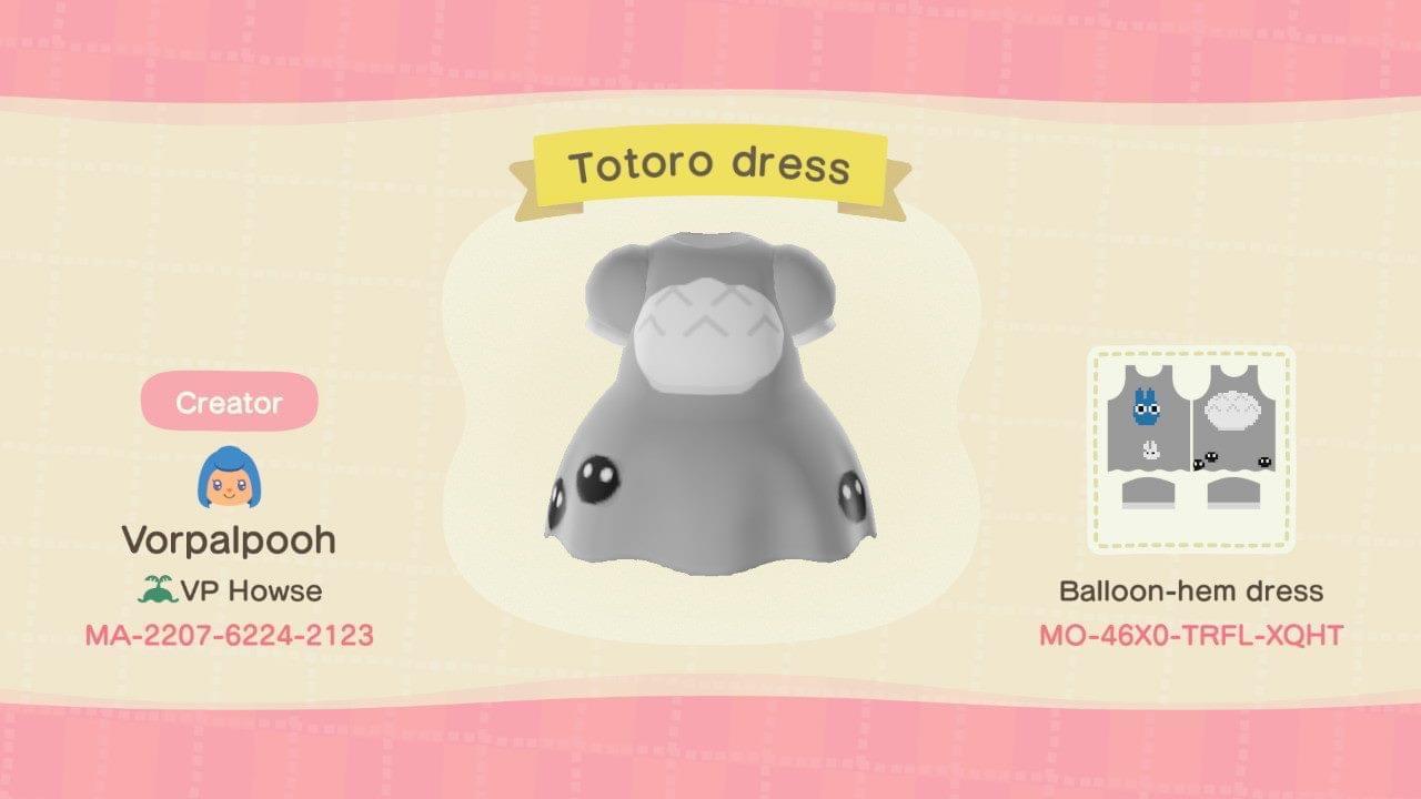 Animal Crossing Design Code: MO-46X0-TRFL-XQHT Totoro dress