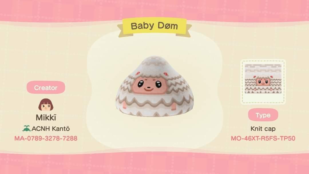 Animal Crossing Design Code: MO-46XT-R5FS-TP50 Baby Dom