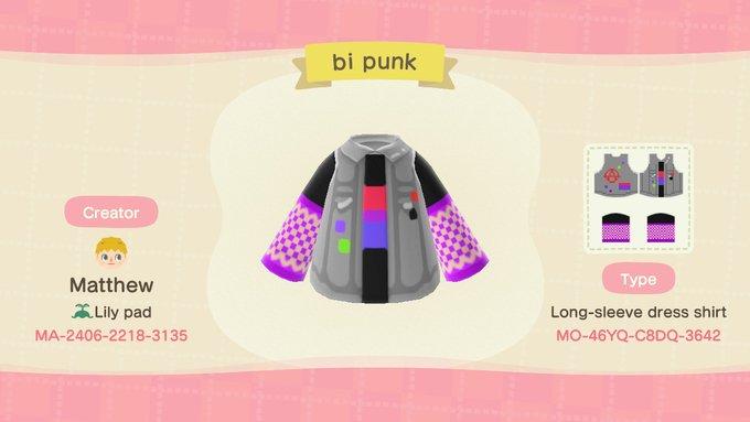 Animal Crossing Design Code: MO-46YQ-C8DQ-3642 Bisexual punk