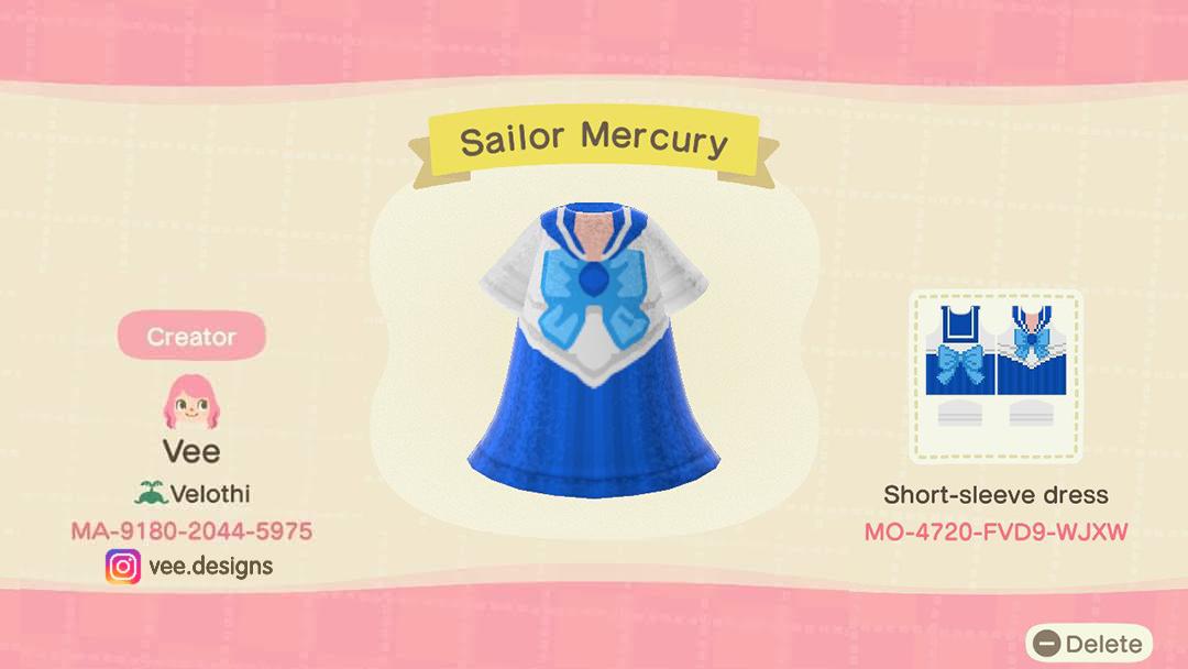 Animal Crossing Design Code: MO-4720-FVD9-WJXW Sailor Mercury