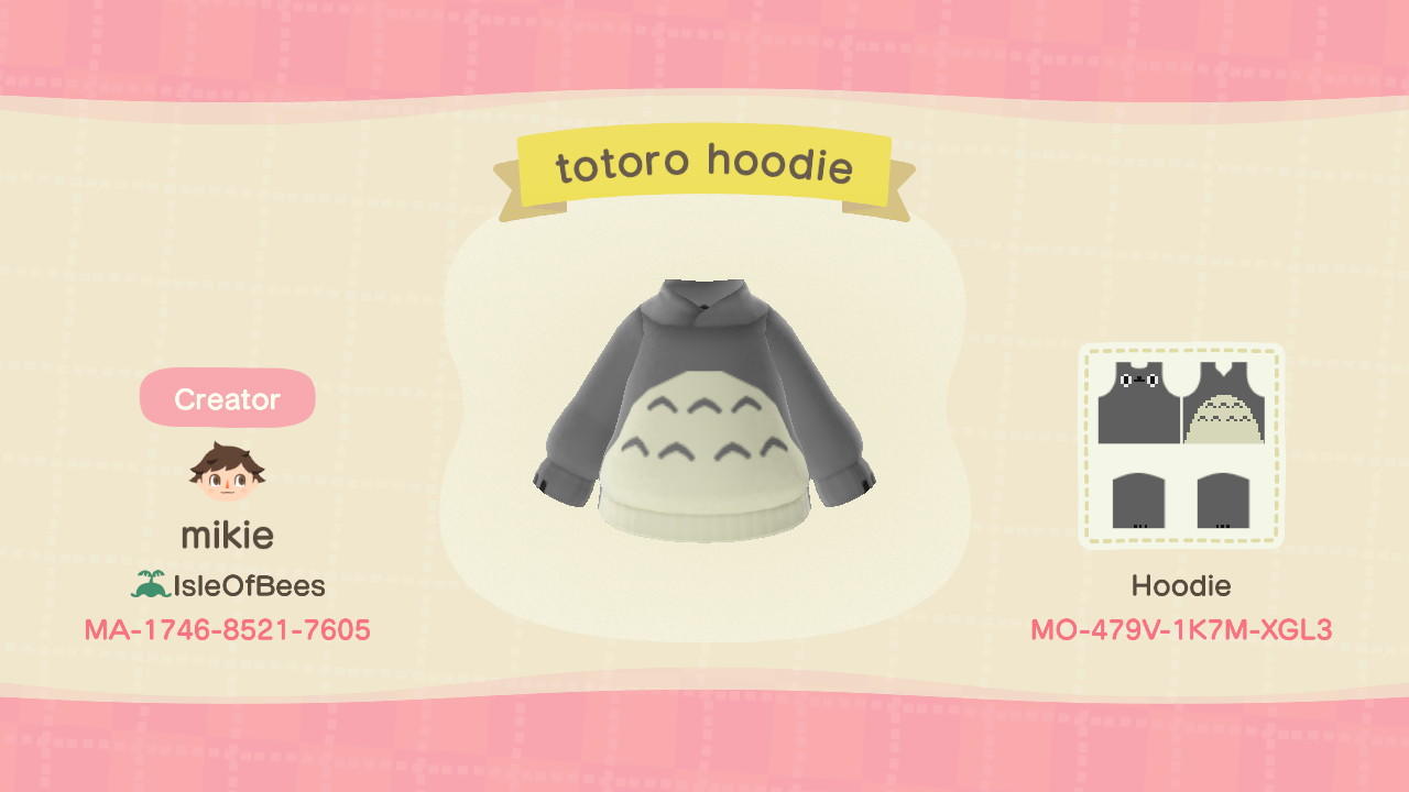 Animal Crossing Design Code: MO-479V-1K7M-XGL3 a totoro hoodie