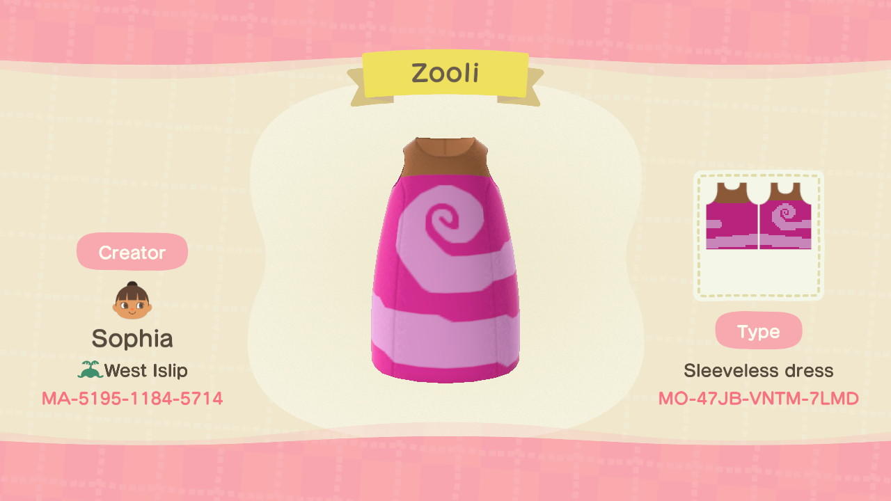 Animal Crossing Design Code: MO-47JB-VNTM-7LMD Zooli