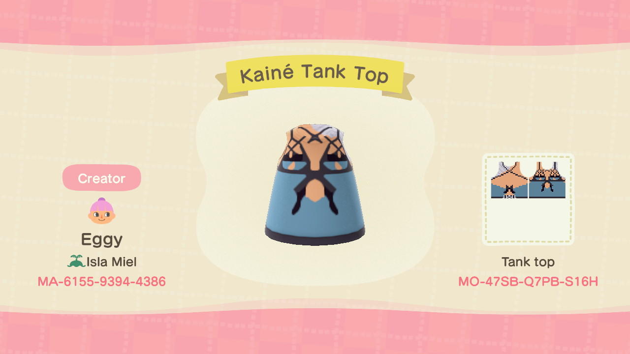 Animal Crossing Design Code: MO-47SB-Q7PB-S16H KainÃ© Tank Top