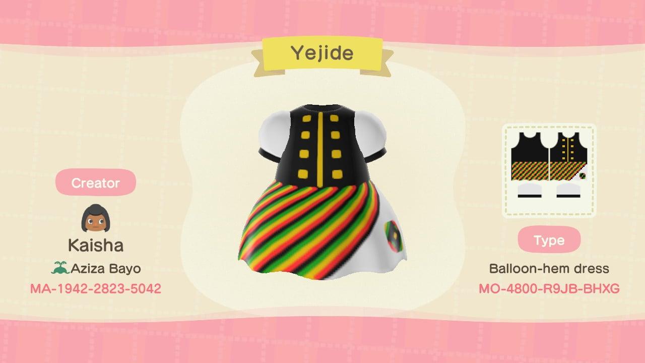 Animal Crossing Design Code: MO-4800-R9JB-BHXG Yejide Dress