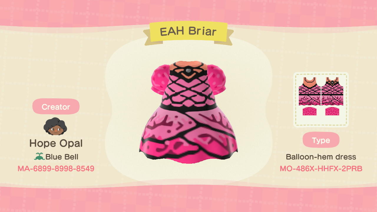 Animal Crossing Design Code: MO-486X-HHFX-2PRB EAH Briar